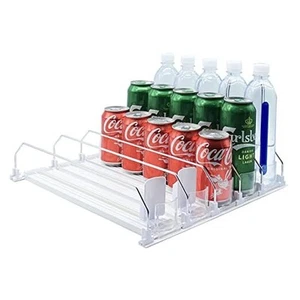 Drink Organizer for Fridge-White Automatic Pusher Glide,12oz 16oz 20oz-Soda - Picture 1 of 7