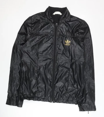 Adidas Womens Black Track Jacket Size 10 Full Zip Lightweight — 第 1/4 张图片