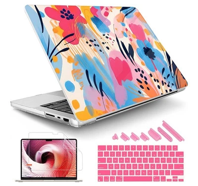 May Chen Case for MacBook Pro 14 Inch Pink/Blue Flowers With Pink Keyboard Cover - Image 1 of 4
