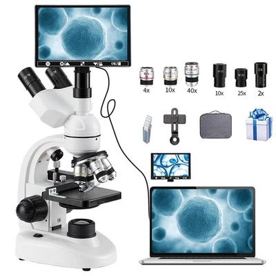 A 7-inch high-definition LCD display LED composite laboratory trinocular microsc - Image 1 of 4