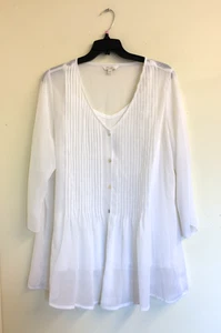 Changes by Together White Double Layer Tunic Top 3/4 Sleeve - Size 22 - NEW! - Picture 1 of 4