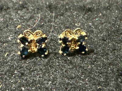 Brincos de ouro 14K com borboleta espinélio azul  - Imagem 1 de 4