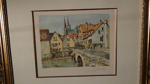 CAMBIER,PIERE EUGENE PENCIL SIGNED AND NUMBERED ORIGINAL LITHOGRAPH"CANAL SCENE" - Picture 1 of 8