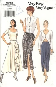 Vogue 9013 Set of Skirts - Mock Wrap, Cascading Front Drape Sz 6-10 UNCUT 90s - Picture 1 of 4
