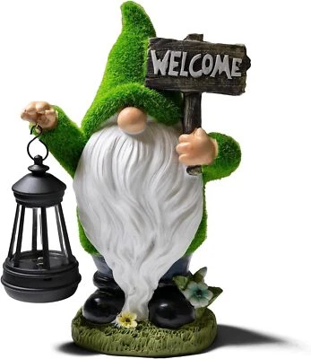 Солнечный сад гномов статуэтка винтажный фонарь - весна зеленый и белый  - Изображение 1 из 4