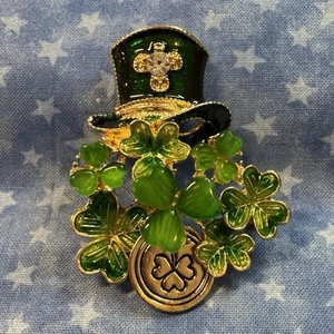 "Luck Of The Irish" Kobold Hut Kleeblatt Brosche - Ideal für St. Patrick's Day - Bild 1 von 6