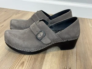 Dansko Tamara Gray Taupe Suede Slip On Clogs Size EU 39 US 9 - Picture 1 of 15
