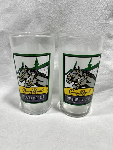 Pair  Crown Royal Racing  Glass American Turf Churchill Downs Glass  2000 Cover