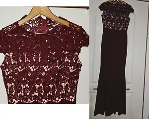 NEW Women's Maroon Bridesmaid/Prom Formal Lace Layered Dress Small Rephyllis - Picture 1 of 10