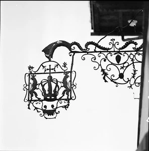 ÖSTERREICH um 1960 - Schild Schmiedeeisen Lech am Arlberg - Negativ 6 x 6 - Aut 132 - Bild 1 von 1