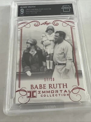 2017 Leaf Babe Ruth #12 Immortal Collection RED FOIL /20 GRADED ARENA CLUB 9 MNT - Image 1 of 4