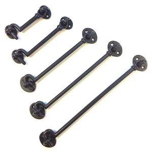 GUSSEISEN SCHWARZ Schwer Kabine Haken & Öse Schuppen Tor Tür Halter 3"/4"/6"/8"/10"/12" - Bild 1 von 7