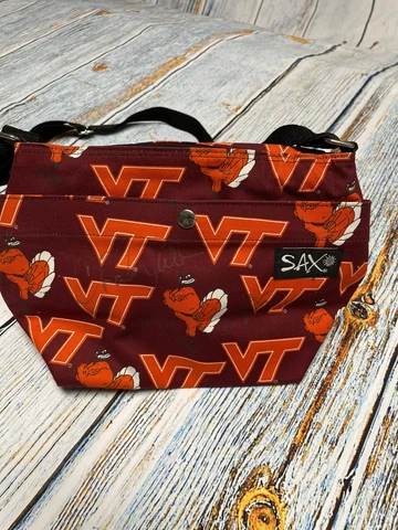 Virginia Tech VT HOKIES Sax Adjustable Purse Handbag with Autographs (?) Cover