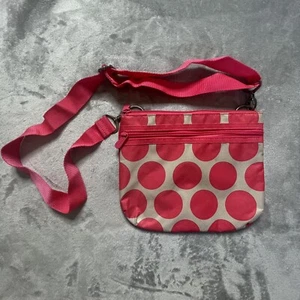 THIRTY-ONE 31 Crossbody Purse Retro Metro Pink White Polka Dot Bag Y2K Sling - Picture 1 of 5