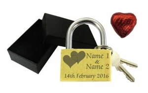 40mm Love Lock Personalised Engraved Padlock Wedding Present + Choc - Ideal Gift - Picture 1 of 1