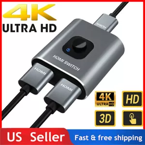Bi-Directional 4K HDMI 2.0 Cable Switcher Splitter HUB 2 in 1 out & 1 in 2 out - Picture 1 of 9