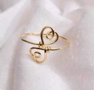 Plain Gold Ring Heart Band Yellow 14k Yellow Solid Real Women Size Ring Band. - Picture 1 of 12
