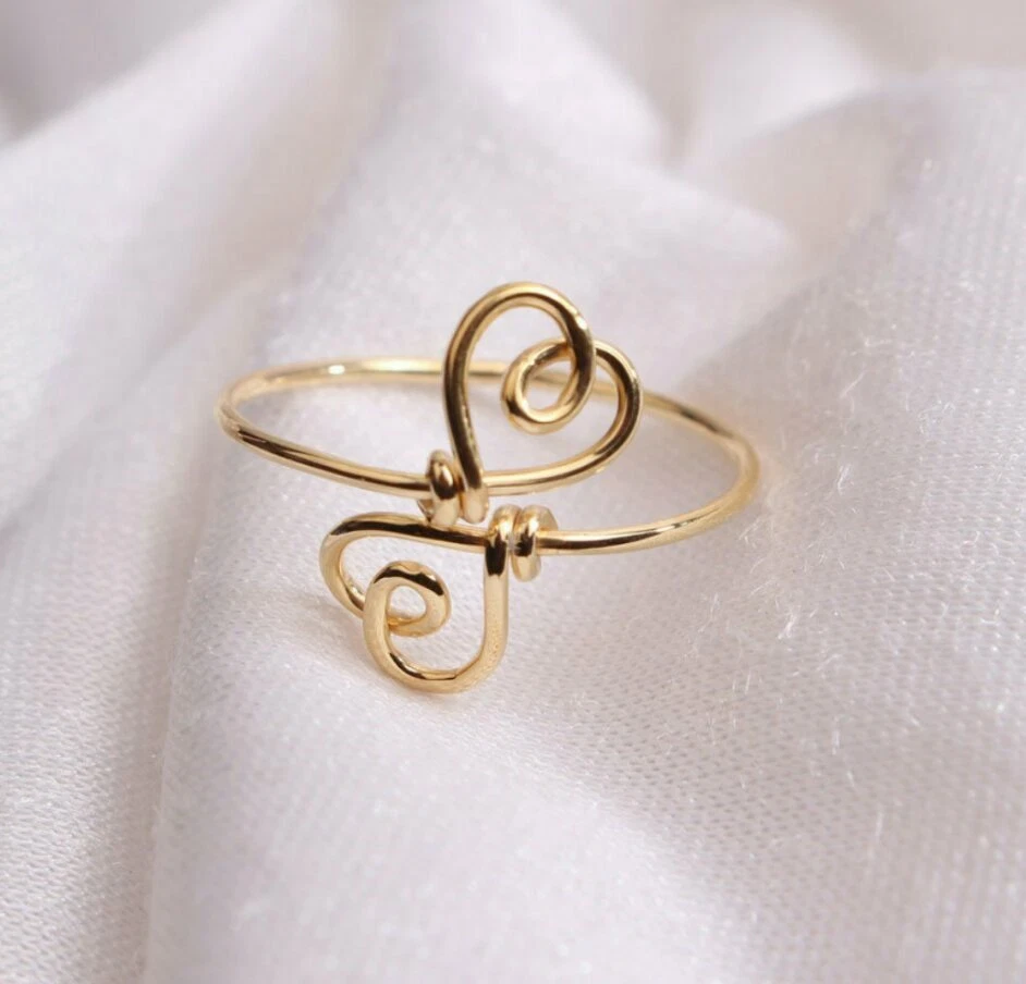 Plain Gold Ring Heart Band Yellow 14k Yellow Solid Real Women Size Ring Band. - Image 1 of 4
