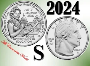 Cuartos de galón S American Women 2024 - Visón Patsy Takemoto - 1 moneda UNC - EE. UU. Como nuevo - Imagen 1 de 3