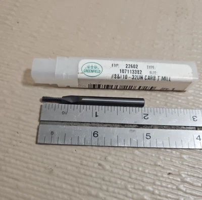 Molino de rosca de carburo GTD 10-32 recubierto TiAlN vástago 3/16 molinos de rosca nuevos EE. UU. Foto 1 de 2