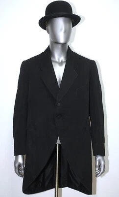 Abrigo de Mañana Francés Años 20 Antiguo Lana Negro A Mevillo Talla M/L Foto 1 de 4