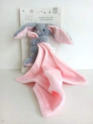 NEW TJM HOME BARGAINS GREY RABBIT BUNNY PINK COMFORTER BLANKET DOU DOU SOFT TOY