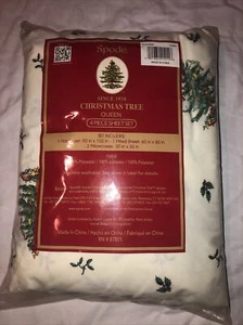 Spode Christmas Tree Sheet Set Queen 4 Pc Polyester New - Picture 1 of 11