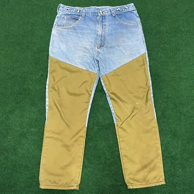 Vintage Remington Briar Denim Beige Double Knee Brush Jeans Made In USA 38x30 - Image 1 of 4