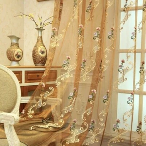 Damascus Embroidery Net Curtains Pelmet Lace Tulle Voile Window Panel Fairy Home - Picture 1 of 13