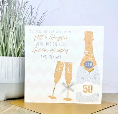 Personalised Handmade 50th/Golden Wedding Anniversary Card, Friends, Mum and Dad - Image 1 of 2