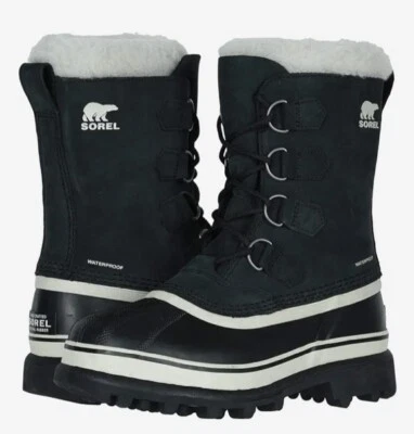 Botas para mujer SOREL Caribou WP negras/piedra impermeables aisladas talla US 8 ¡NUEVAS! Foto 1 de 4