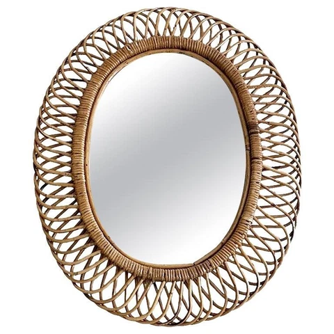 Franco Albini for Bonacina Bamboo Oval Wall Mirror, Italy, 1960s Cover