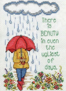 Cross Stitch Kit ~ Design Works Raindrops Inspirational Saying #DW3353 - Picture 1 of 4