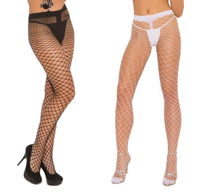 Diamond Net Pantyhose Spandex Fence Industrial Hosiery Nylons Black White 1722 - Image 1 of 4