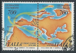 1990 ITALIA USATO DITTICO COLOMBO - PK-4 - Picture 1 of 1