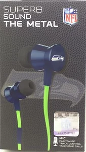 NFL Seattle Seahawks Pro Metal Earbuds W/ Built In Microphone by ihip - Picture 1 of 9