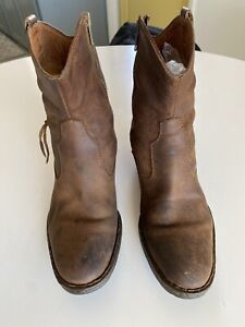 Born Western Boots  Womens 10 / 42 Brown Leather Side Zip Cowgirl Ankle Boots