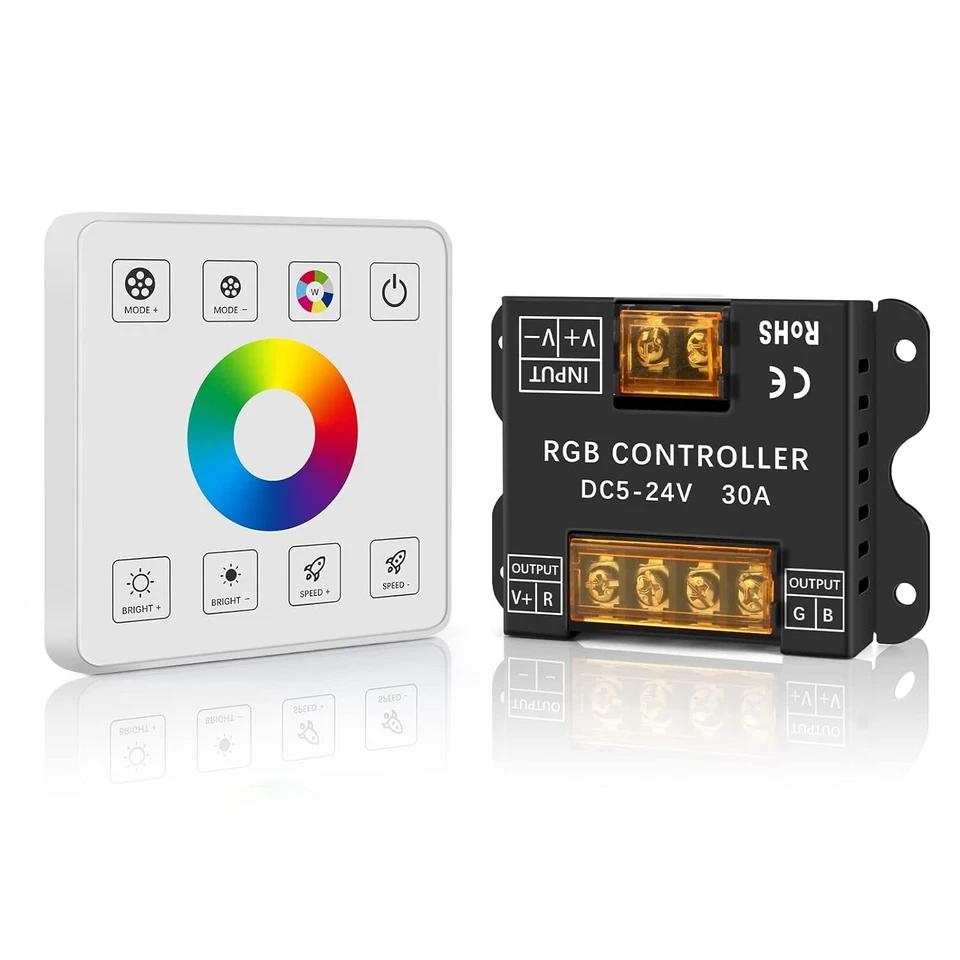 RGB LED Strip Controller RF Wireless Remote Control 5050 3528 Touch Panel Dimmer - Image 1 of 4