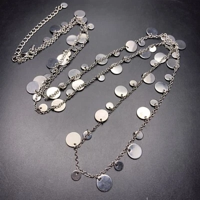 Ожерелье Lia Sophia Reflections Panorama серебристое длинное зеркальный дисковый амулет - Изображение 1 из 4