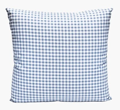 Gingham Check Weathered Blue Decorative 18'' Throw Pillow Cover Cotton - Image 1 of 4