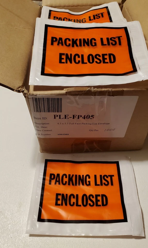 Packing List Slip Envelope Pouch 1,000 4.5 x 5.5 Box Full Face Packaging Labels - Image 1 of 1