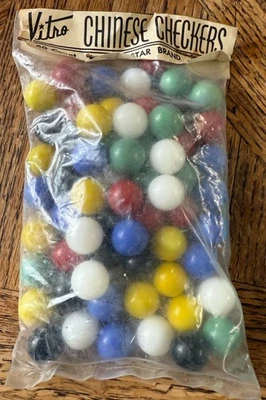 Vintage  60 Count  Vitro-Agate Co. Chinese Checkers Marbles Unopened - Image 1 of 4