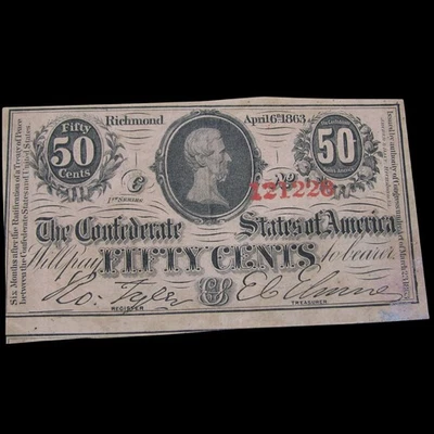 186Fifty Cents Fractional Confederate Currency Note Stunning Details ---- #230 - Image 1 of 2