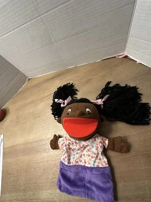 LAKESHORE LET’S TALK AFRICAN AMERICAN GIRL PUPPET, MOVEABLE MOUTH, MACHINE WASH - Image 1 of 4