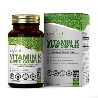 EZYLEAF NUTRITION Vitamin K Super Complex 90 Kapseln | Energy Support Supplement | UK Made