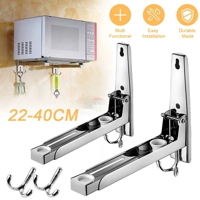 Supporto per Microonde 304 Acciaio Inox Supporto da Parete con Bracci Telescopici per Microonde - Immagine 1 di 4