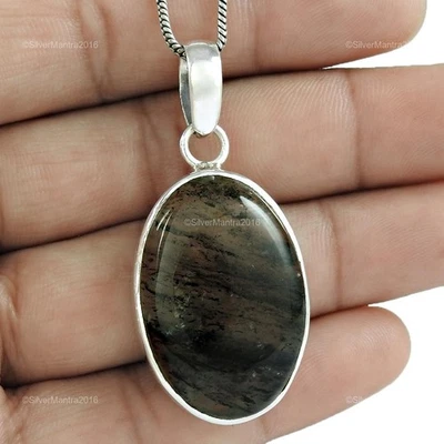 Pendente Handmade In Quarzo Rutilato Regalo Di Natale In Argento Sterlingo Reale - Immagine 1 di 4