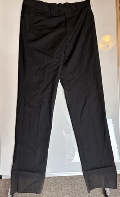 Pantalón de vestir Armani Collezioni para hombre 31 negro lana pierna recta frente plano inalterado Foto 1 de 4