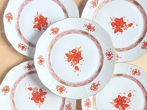 Set 5 Herend "Chinese Bouquet" Rust(AOG)  '' 9 '' luncheon Plates , No. 521, FAB - Picture 1 of 7
