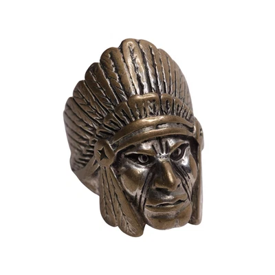 Vintage G&S Stainless 1985 Indian Chief Native American Biker Ring Size 12 - Image 1 of 4